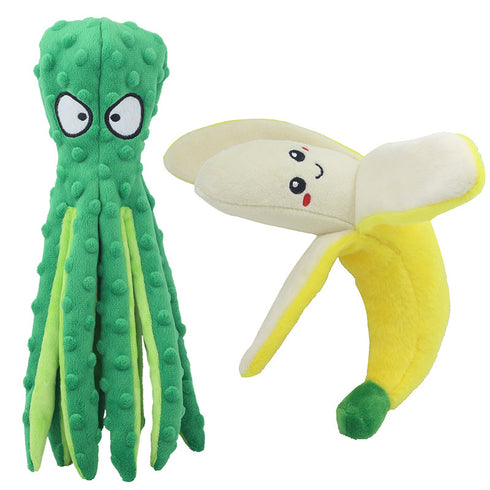 Dog Squeaky Octopus Toys with Banana